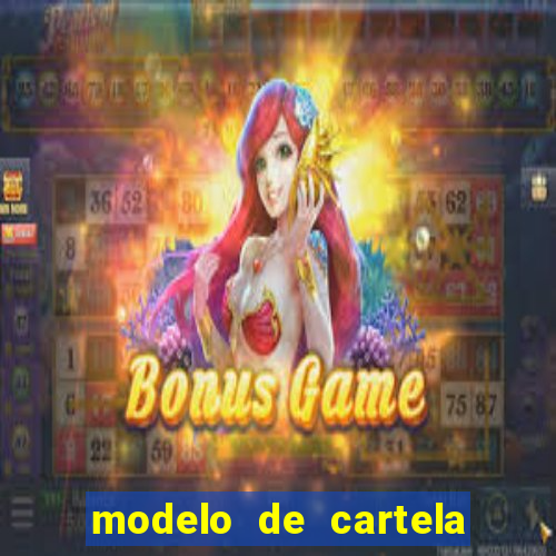 modelo de cartela de bingo em branco